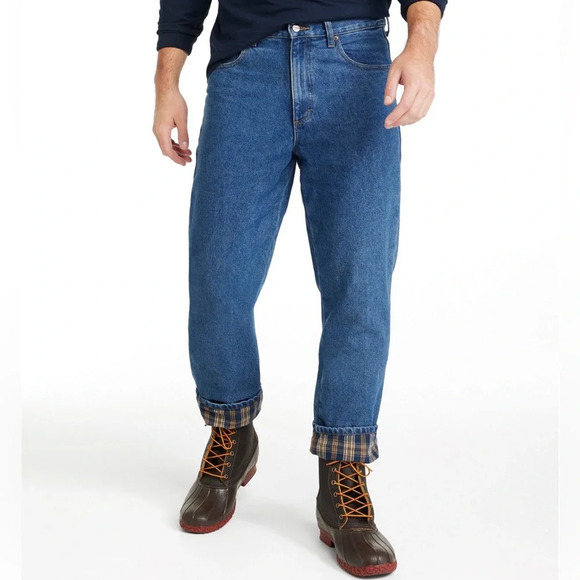 LL Bean Double L Flannel Lined Mens Jeans Classic Fit size 35x30 - Picture 1 of 13